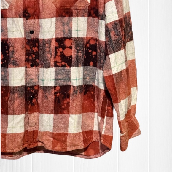 MATIX Custom Hand Distressed Bleached Upcycled Flannel Shirt - Picture 5 of 10